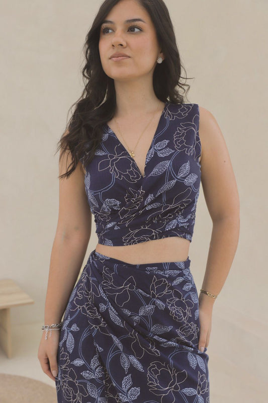 Blusa Sirena - Azul floreado