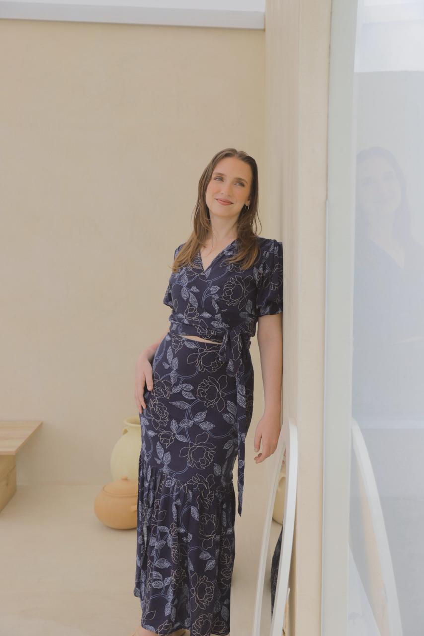 Falda Sirena - Azul floreado