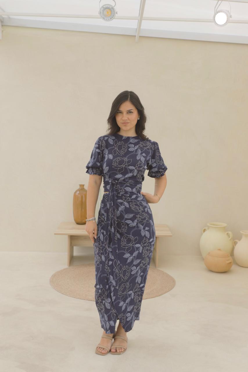 Conjunto Hali - Azul floreado