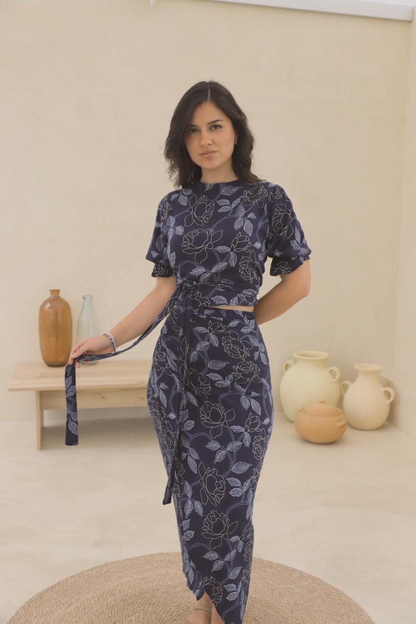 Conjunto Hali - Azul floreado