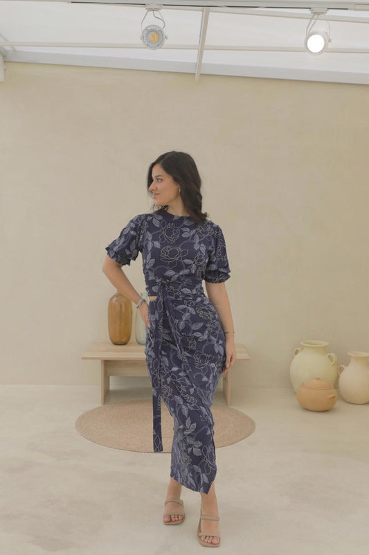 Conjunto Hali - Azul floreado