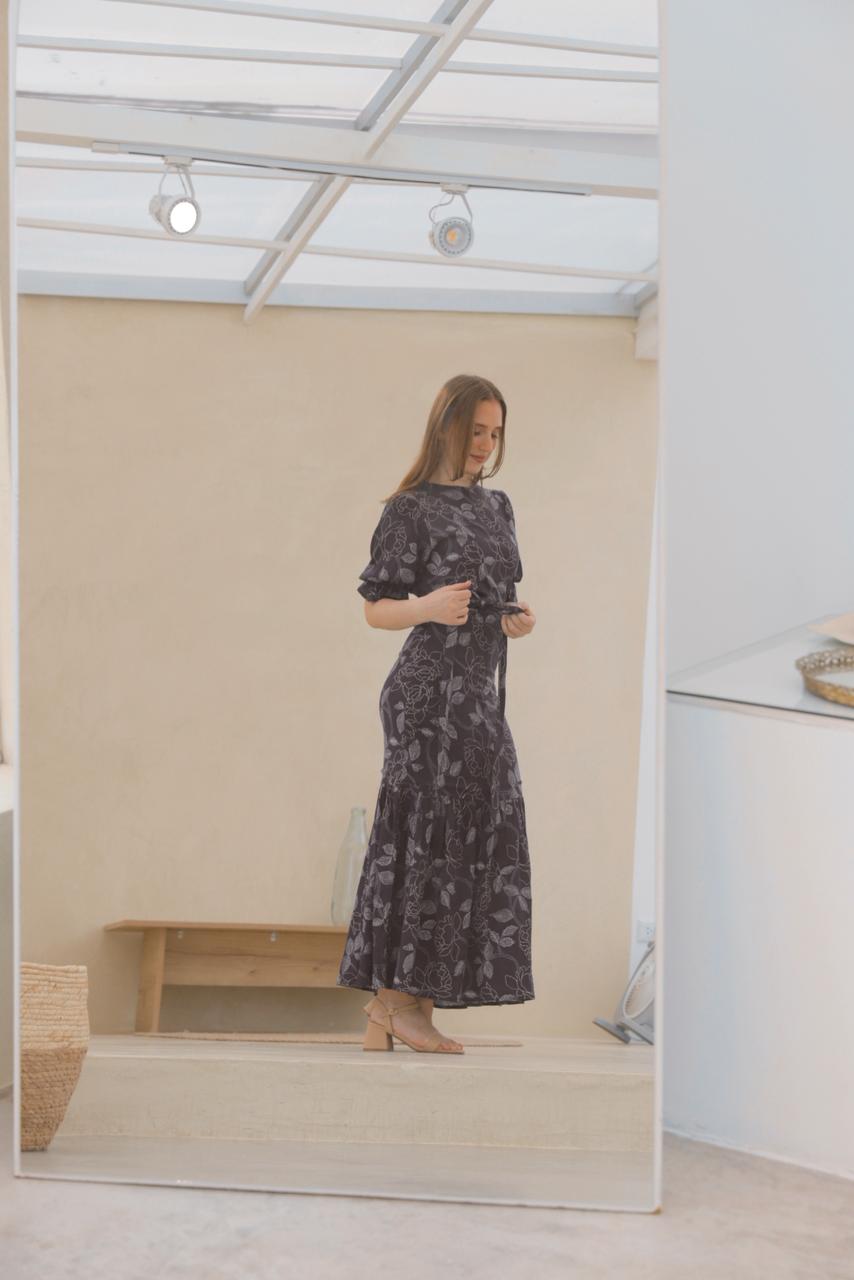 SET FALDA SIRENA / BLUSA HALI - AZUL FLOREADO