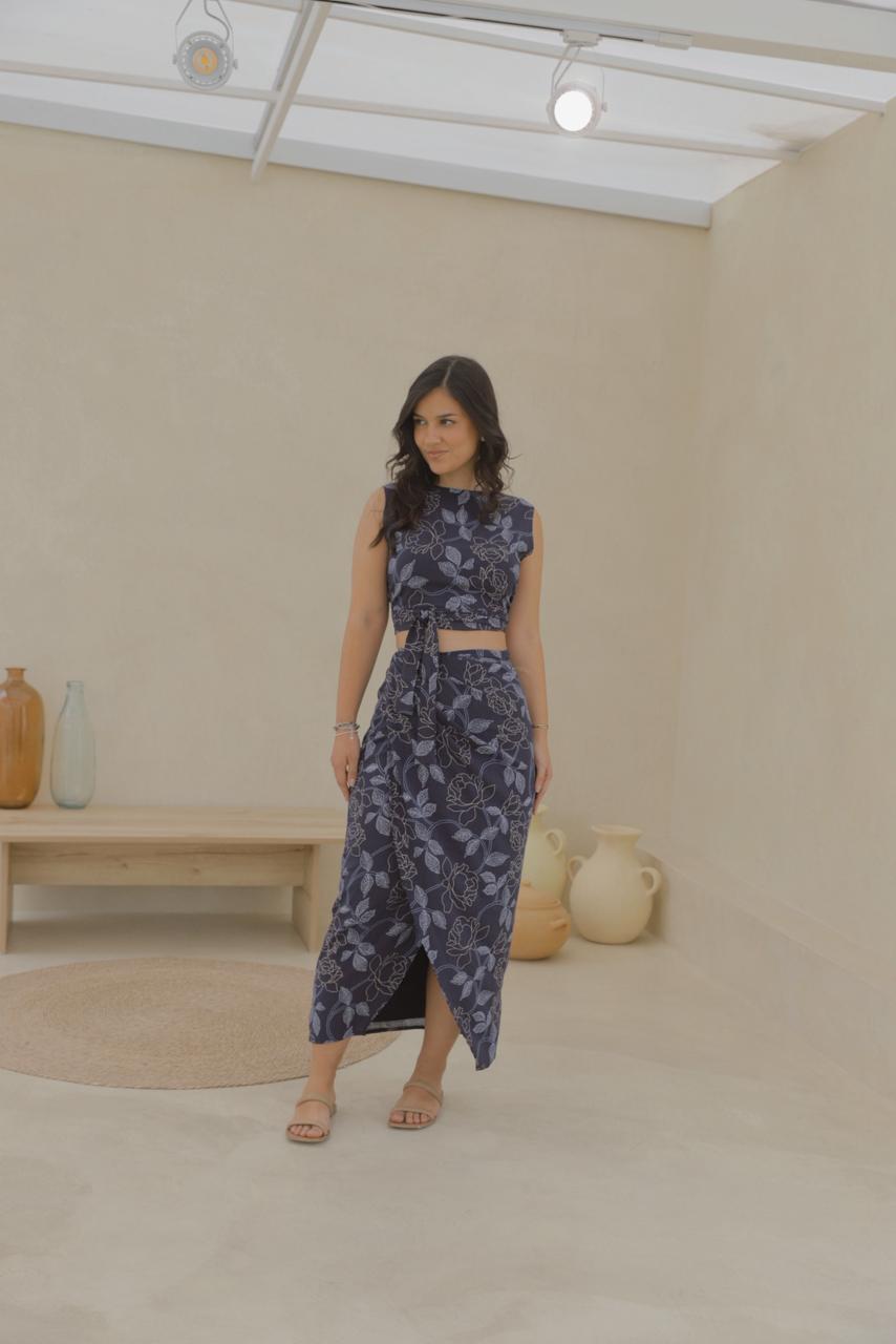 Falda Hali - Azul floreado