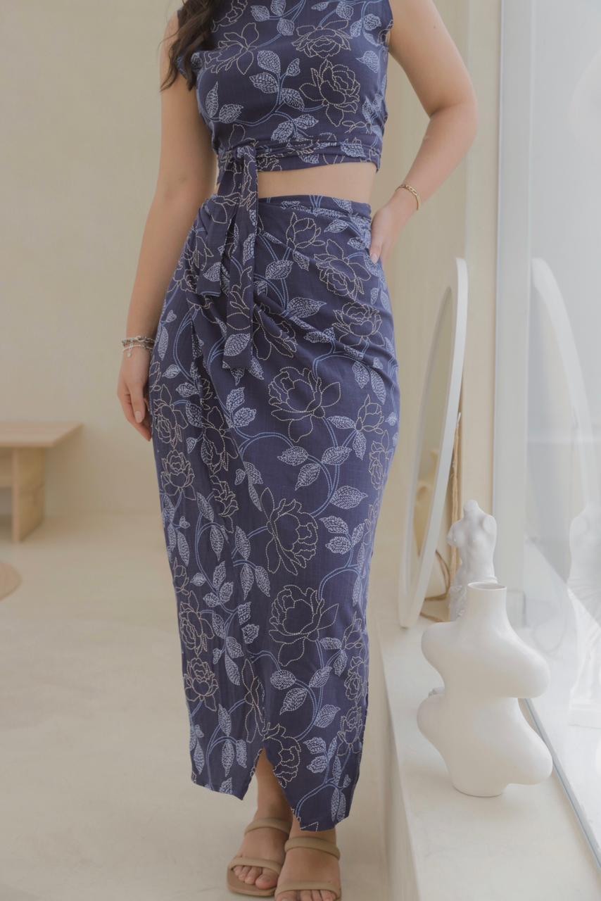 Falda Hali - Azul floreado