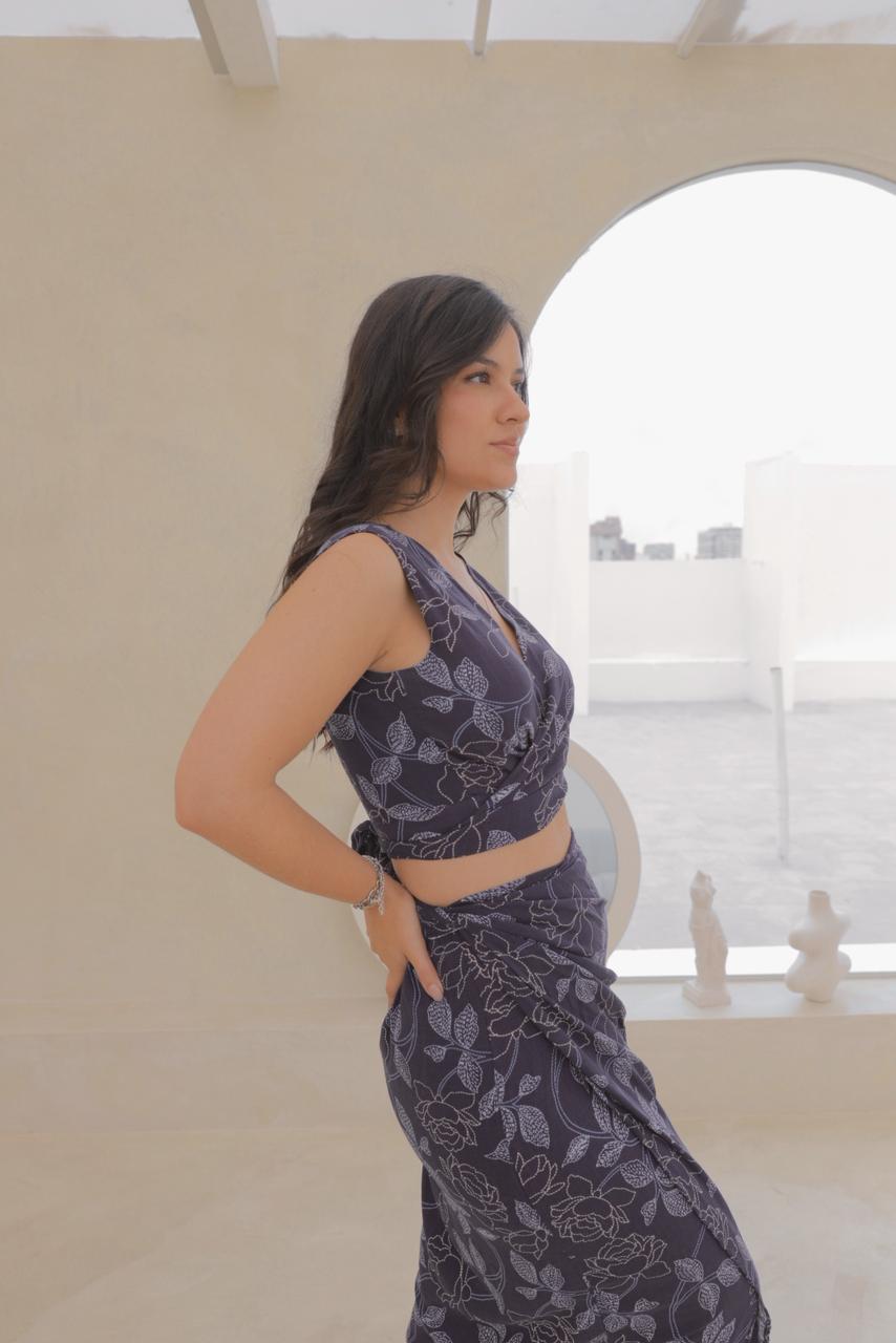 Falda Hali - Azul floreado