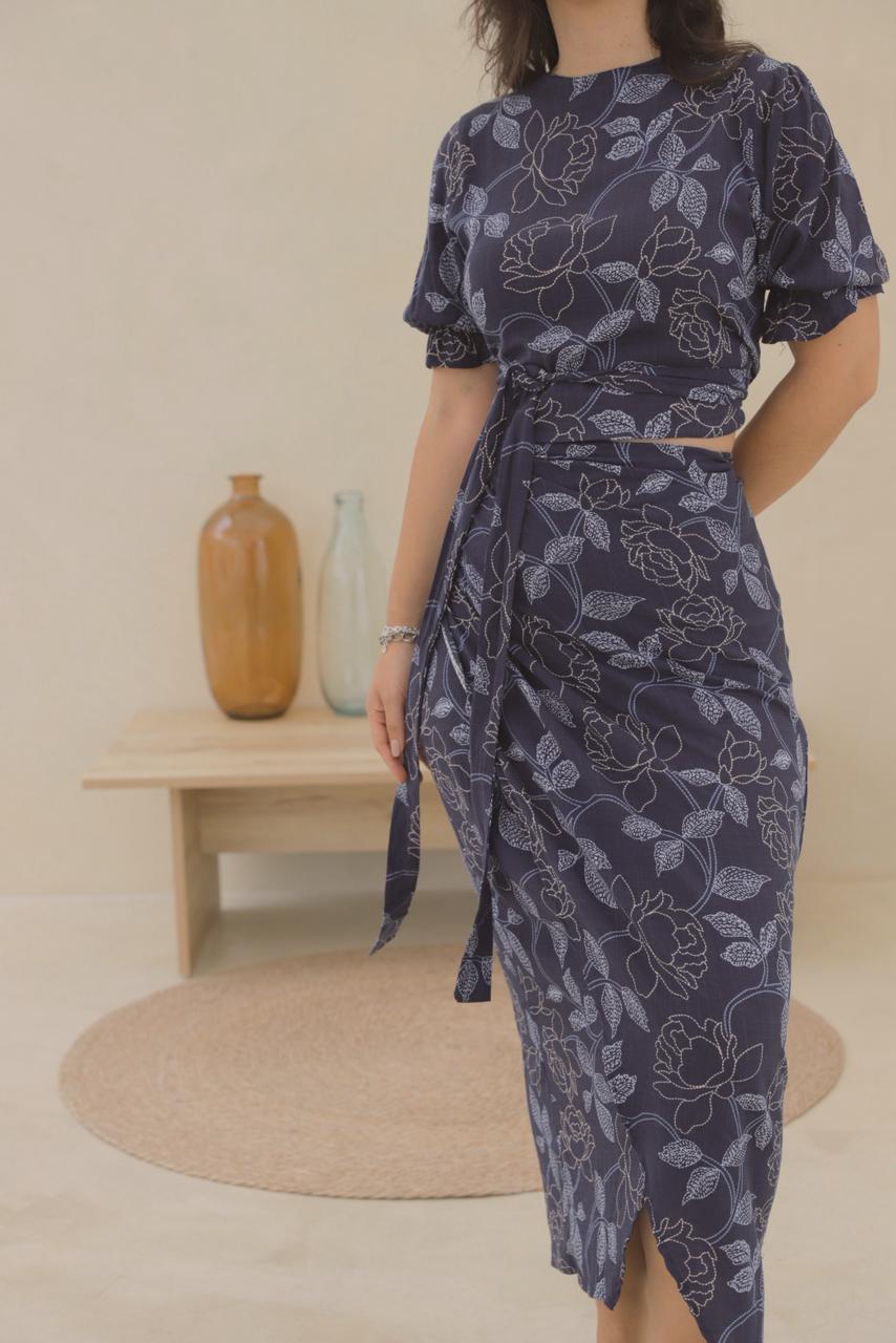 Falda Hali - Azul floreado