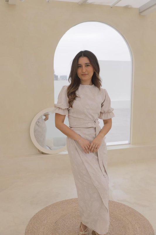 Conjunto Hali - Beige floreado