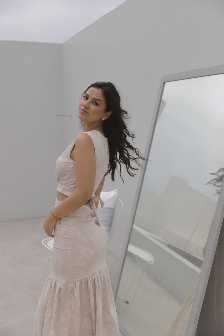 Conjunto Sirena - Beige floreado