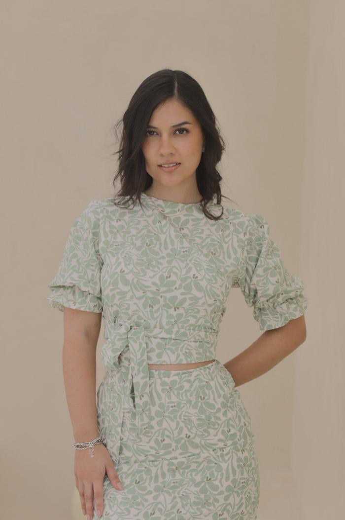 Blusa Hali - Verde floreado