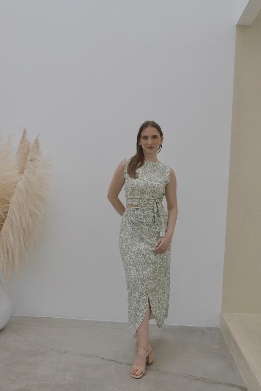 Falda Hali - Verde floreado