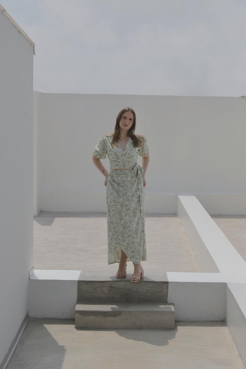 Conjunto Hali - Verde floreado