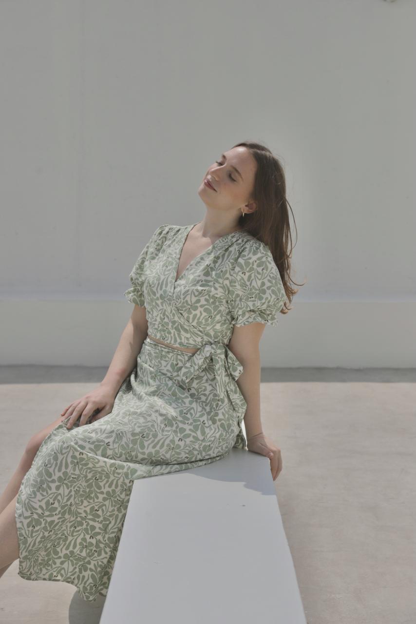 Conjunto Hali - Verde floreado