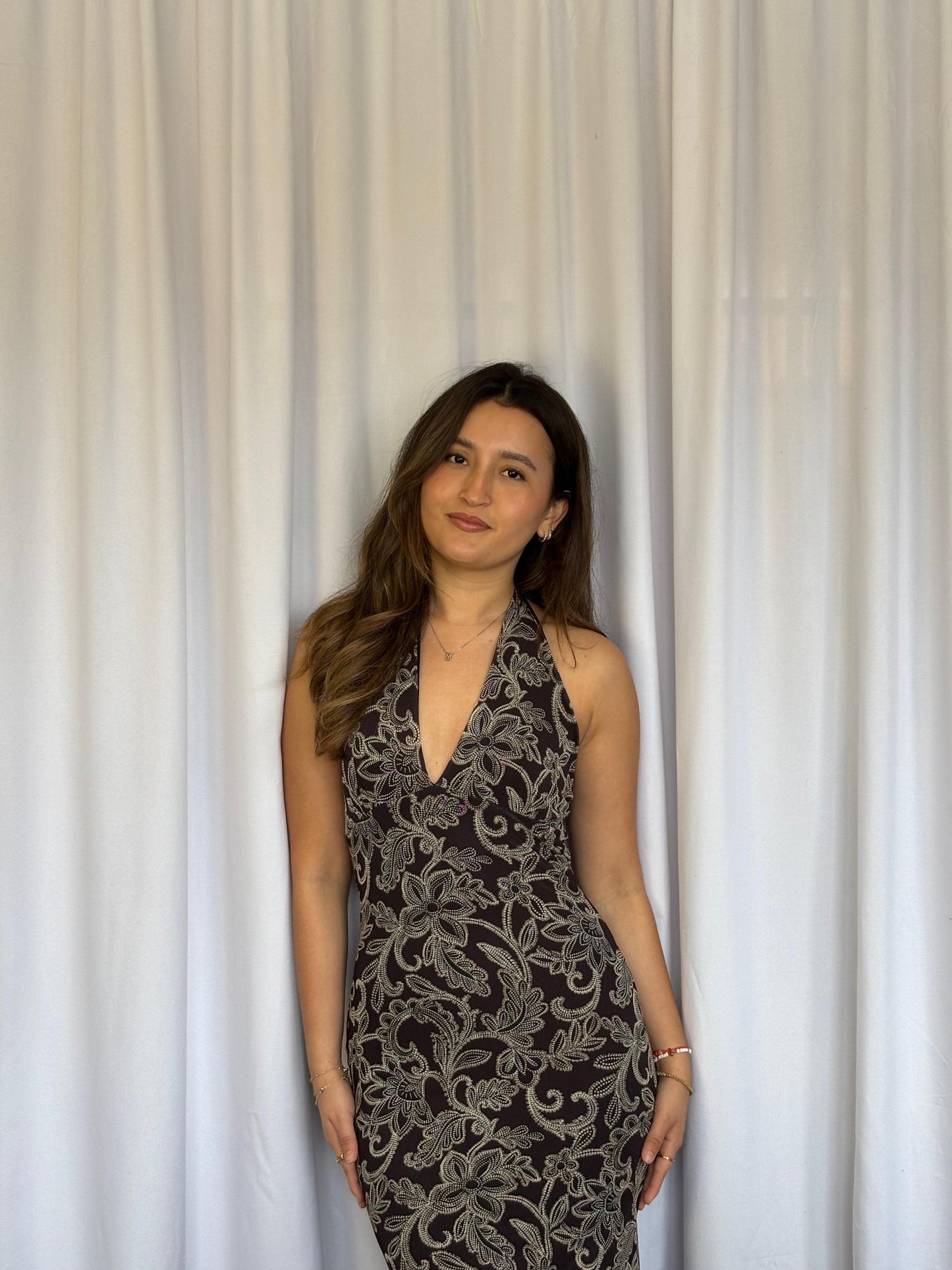 VESTIDO SEE YOU MONDAY FLOREADO - MARRON