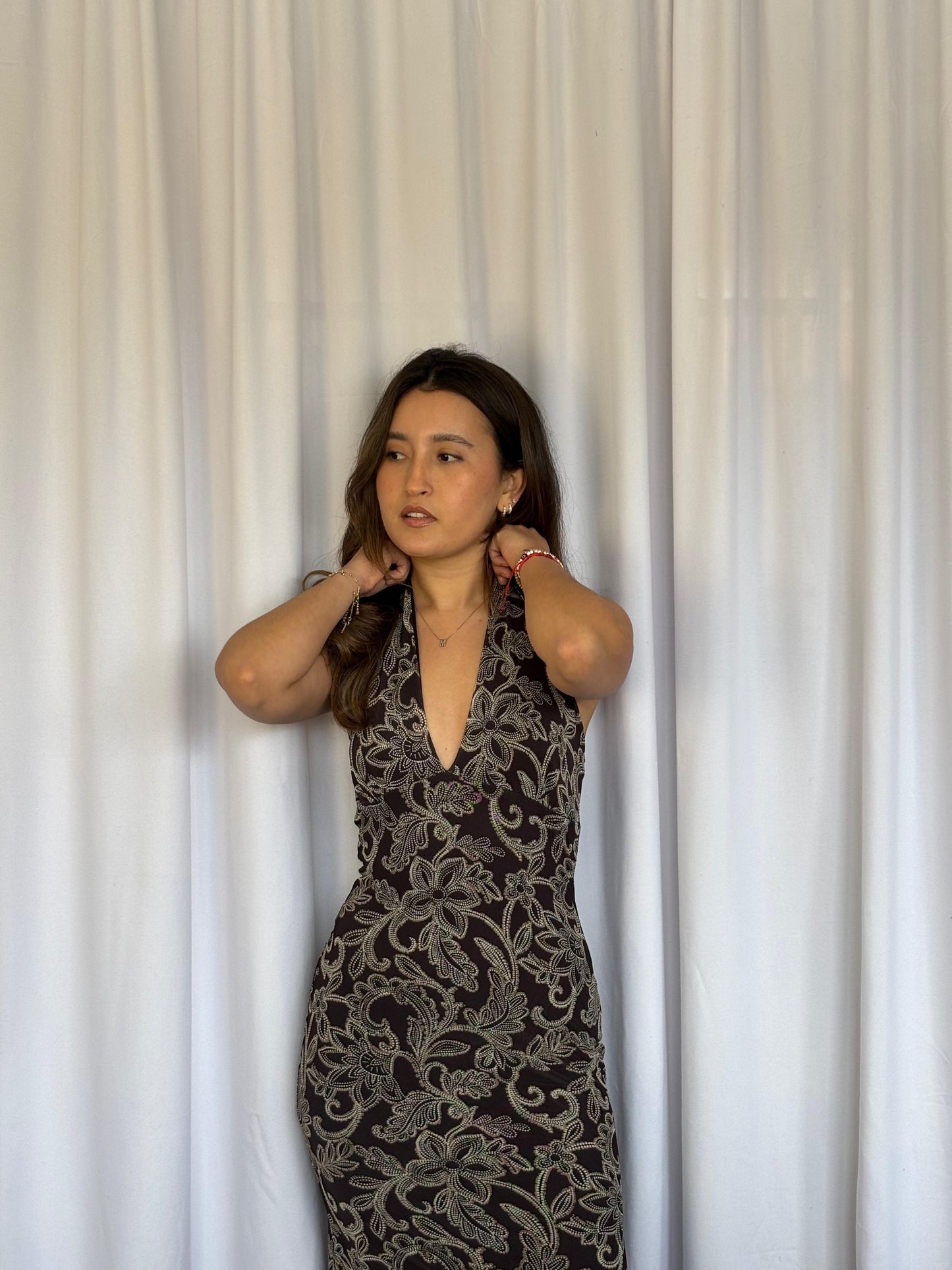 VESTIDO SEE YOU MONDAY FLOREADO - MARRON