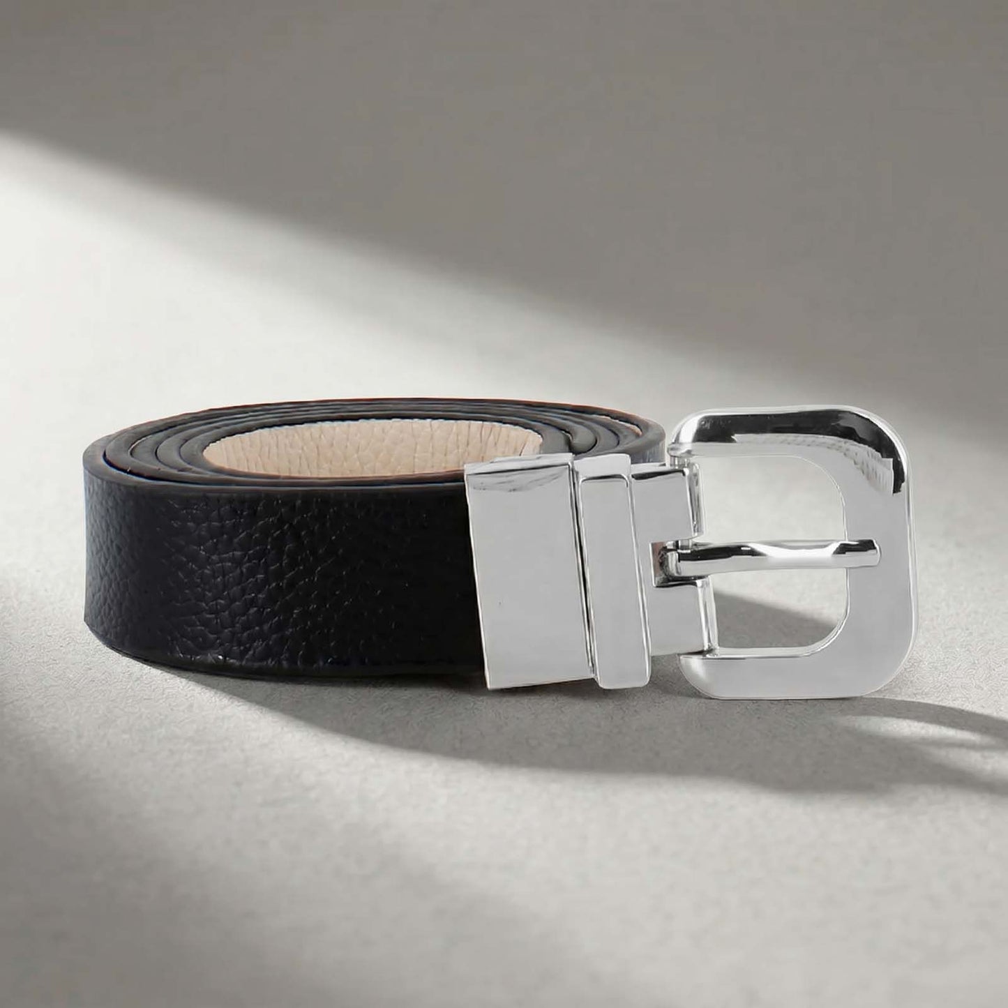 Correa reversible Rondini - Negro y Marfil