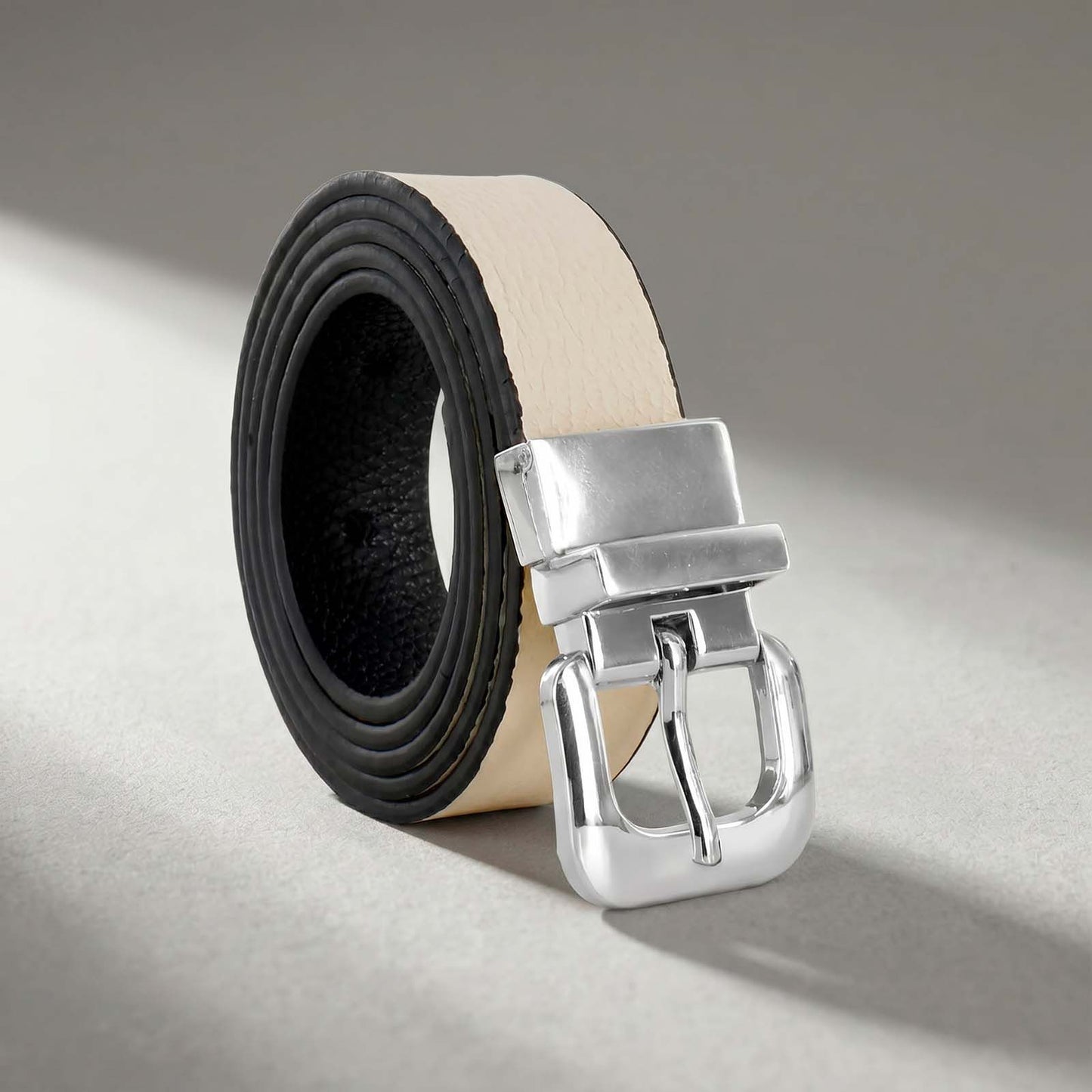 Correa reversible Rondini - Negro y Marfil