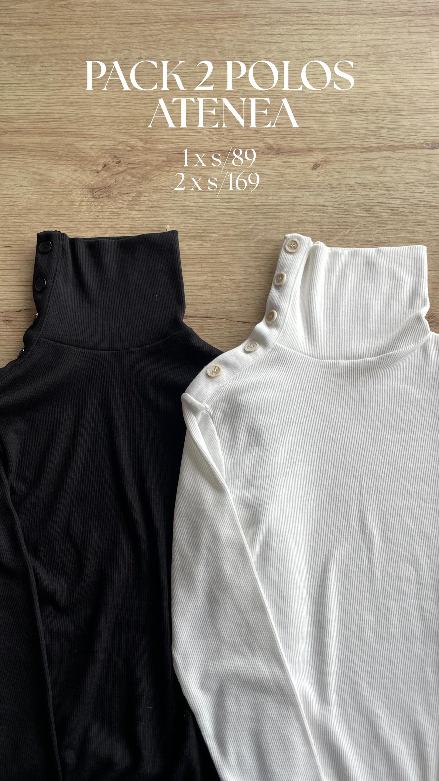 PACK 2  POLOS ATENEA - BLANCO Y  NEGRO