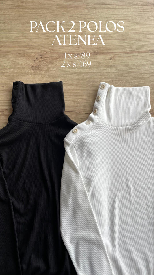 PACK 2  POLOS ATENEA - BLANCO Y  NEGRO