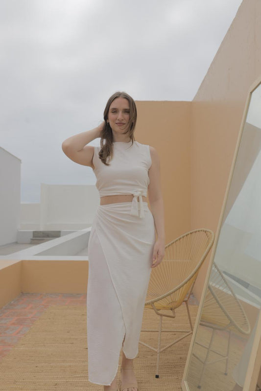 SET FALDA HALI / BLUSA SIRENA - PERLA